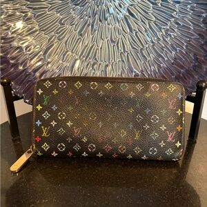 Louis Vuitton Black Murakami Long Zip Wallet